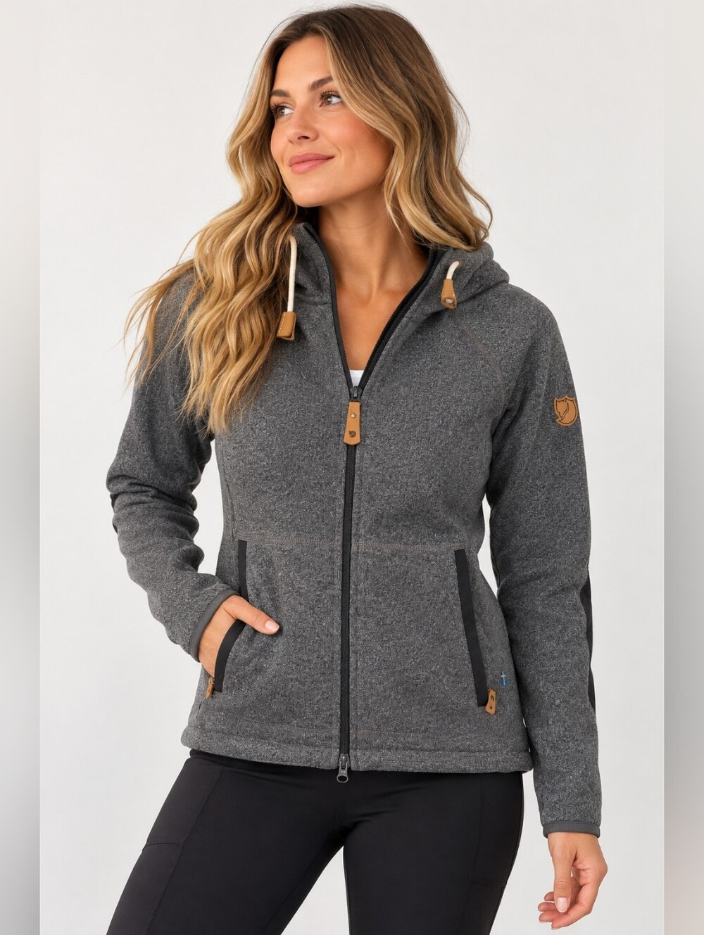 Fjallraven Ovik Fleece Hoodie W XXS Gray Full Zip Outdoor Hiking Jacket